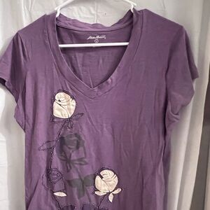 EDDIE Bauer purple floral shirt size lg